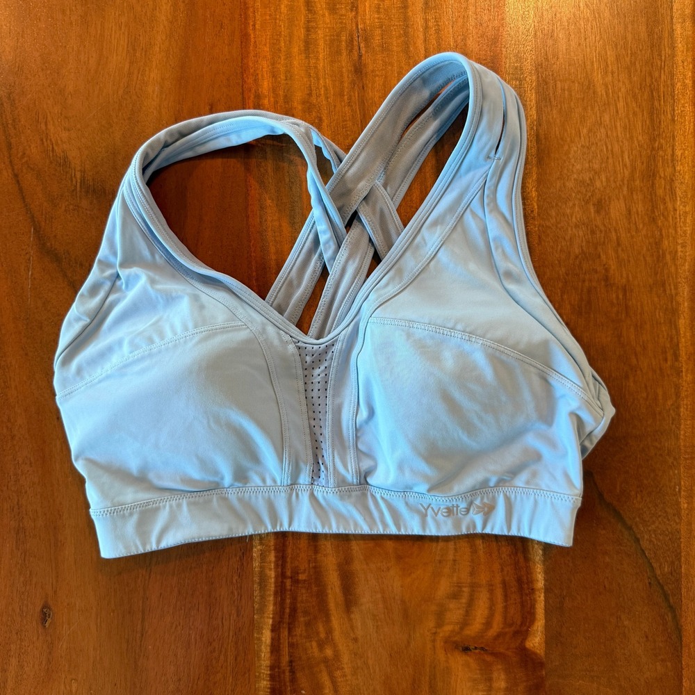 Yvette Women's Blue Criss Cross Sports Bra Size L